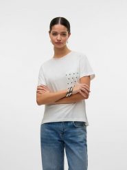Vero Moda Koszulka w kolorze białym rozmiar: XS. Białe bluzki damskie Vero Moda, xs, bez wzorów, z bawełny, bez kołnierzyka, bez ramiączek. Za 24.17 zł.