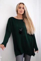 Sweter z naszyjnikiem ciemny zielony. Zielone swetry klasyczne damskie KESI, l, z elastanu, bez kołnierzyka, plus size. Za 154.75 zł.