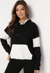 Czarna Bawełniana Bluza z Kapturem Aneksa. Czarne bluzy damskie Born2be, bez wzorów, z bawełny, z kapturem. Za 84.99 zł.