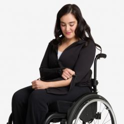 Bluza damska rozpinana Decathlon. Czarne bluzy damskie Decathlon, l, bez wzorów, z bawełny, bez kaptura. Za 129.99 zł.