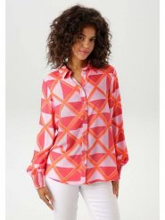 Aniston Bluzka w kolorze czerwono-pomarańczwo-jasnoróżowym rozmiar: 44. Czerwone bluzki damskie Aniston, bez wzorów, z wiskozy, bez kołnierzyka, bez ramiączek. Za 78.28 zł.