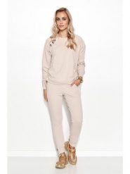 Makadamia 2-częściowy zestaw w kolorze jasnobeżowym - bluza, spodnie rozmiar: 36/38. Brązowe bluzy damskie Makadamia, bez wzorów, bez kaptura. Za 440.45 zł.