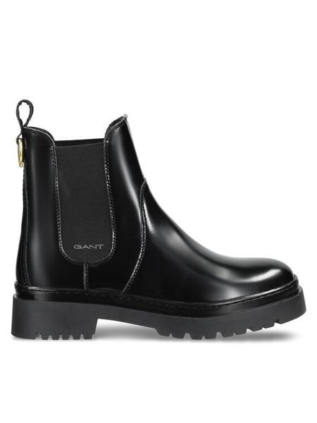 Gant Sztyblety 31551158 Czarny. Czarne botki damskie Gant, ze skóry, bez obcasa, na płaskiej podeszwie, bez zapięcia. Za 499.99 zł.