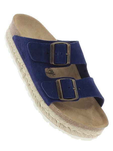 Sunbay Skórzane klapki "Orange" w kolorze granatowym rozmiar: 38. Niebieskie klapki damskie Sunbay, bez wzorów, ze skóry, z otwartym noskiem, bez obcasa, na platformie, bez zapięcia. Za 118.56 zł.