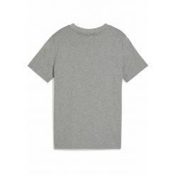 Młodzieżowa koszulka ESS z logo No. 1 PUMA Medium Gray Heather. Szara bluzki damskie Puma, m, bez wzorów, z gumy, bez kołnierzyka, bez ramiączek. Za 79.00 zł.