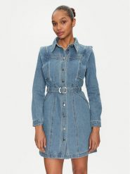 Morgan Sukienka jeansowa 251-RICOLI Szary Regular Fit. Szare sukienki damskie Morgan, bez wzorów, z bawełny, bez ramiączek. Za 239.99 zł.