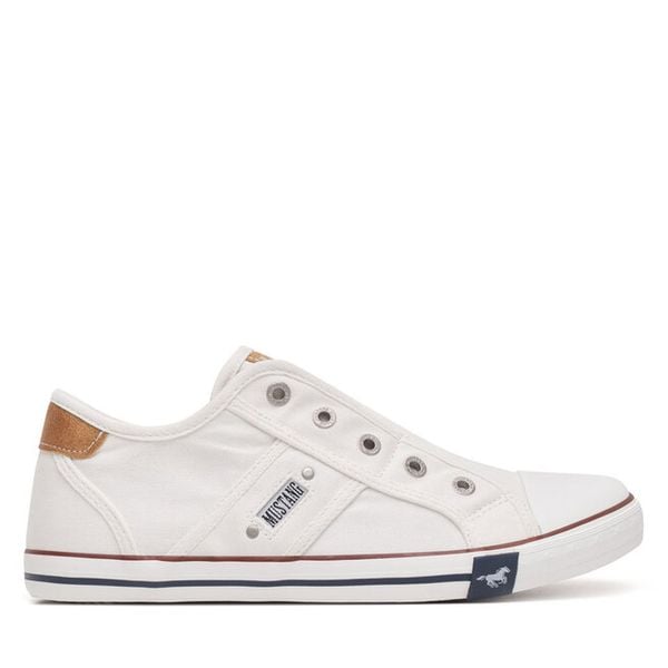 Trampki Mustang. Białe trampki damskie Mustang, bez wzorów, bez zapięcia. Za 229.99 zł.