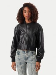 Guess Jeans Kurtka bomber W6YL01 W2525 Czarny Regular Fit. Czarne kurtki damskie Guess Jeans, s, z aplikacjami, z jeansu, bez kaptura. Za 649.99 zł.
