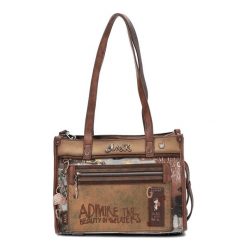 Brązowa Torebka Anekke Elegancki Kuferek Damski Premium. Brązowe kuferki damskie Anekke, z materiału, na ramię, zdobione, bez dodatków. Za 399.00 zł.