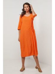 Lin Passion Lniana sukienka w kolorze pomarańczowym rozmiar: 34/36. Pomarańczowe sukienki damskie Lin Passion, z aplikacjami, ze lnu, klasyczne, bez ramiączek. Za 173.99 zł.