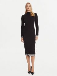 KARL LAGERFELD Sukienka dzianinowa A4W13028 Czarny Slim Fit. Czarne sukienki damskie KARL LAGERFELD, bez wzorów, z dzianiny, bez ramiączek. Za 829.99 zł.