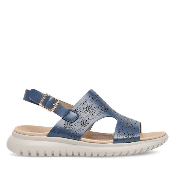 Sandały Clara Barson. Niebieskie sandały damskie Clara Barson, bez wzorów, bez obcasa, na płaskiej podeszwie, bez zapięcia. Za 99.99 zł.