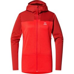 Bluza techniczna damska ROC Flash Mid Hood. Czerwone bluzy damskie Haglöfs, bez wzorów, bez kaptura. Za 520.00 zł.