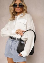 Biała Koszula z Bawełny z Dłuższym Tyłem i Gumką z Możliwością Ściągnięcia Sasina. Białe koszule damskie Renee, l, bez wzorów, z bawełny, biznesowe, bez kołnierzyka, bez ramiączek. Za 89.99 zł.