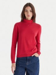 Tommy Jeans Golf Essential DW0DW21672 Czerwony Regular Fit. Czerwone golfy damskie Tommy Jeans, l, bez wzorów, z bawełny, bez ramiączek. Za 389.99 zł.