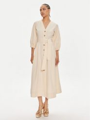 TWINSET Sukienka koszulowa 241TT2051 Beżowy Loose Fit. Brązowe sukienki damskie Twinset, bez wzorów, z bawełny, bez ramiączek. Za 559.99 zł.