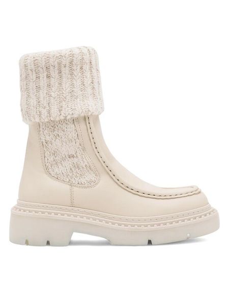 Badura Botki OVAR-23AW111 Beżowy. Brązowe botki damskie Badura, ze skóry, bez obcasa, na płaskiej podeszwie, bez zapięcia. Za 429.99 zł.