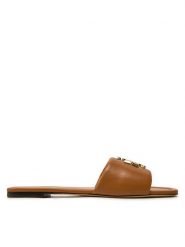 Tory Burch Klapki Eleanor Slide 157966 Brązowy. Brązowe klapki damskie Tory Burch, bez wzorów, ze skóry, bez obcasa, bez zapięcia. W wyprzedaży za 1,259.00 zł.