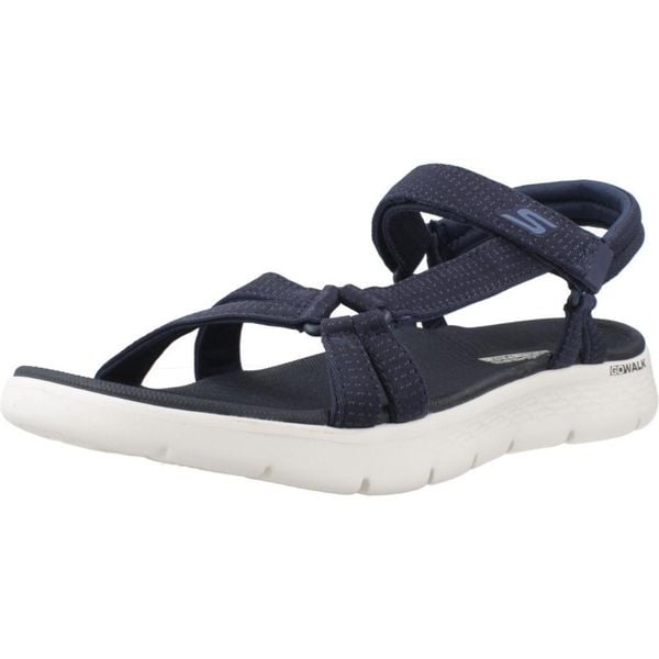 Sandały SKECHERS GO WALK FLEX SANDAL Niebieski. Białe sandały damskie Skechers, bez wzorów, z materiału, bez obcasa, bez zapięcia. Za 199.99 zł.