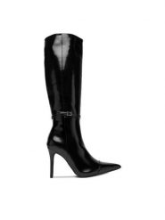 DeeZee Kozaki W4LD190604 Czarny. Czarne kozaki damskie DeeZee, z materiału, bez obcasa, na szpilce, bez zapięcia. Za 259.99 zł.