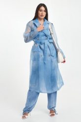 Płaszcz damski z organzy ERMANNO FIRENZE. Płaszcze damskie Ermanno Firenze, bez wzorów, bez kaptura. Za 2,499.00 zł.