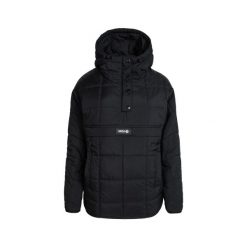 Damski płaszcz typu kangur z kapturem i kieszenią centralną DAPHNE. Czarne płaszcze damskie Izas, bez wzorów, z nylonu, z kapturem. Za 443.43 zł.