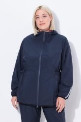 Damskie Kurtka przeciwdeszczowa woreczek podróżny wodoodporny. Niebieskie kurtki damskie Ulla Popken, plus size, bez wzorów, z materiału, bez kaptura. Za 349.99 zł.