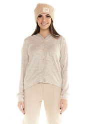 Damska bluza z kapturem Leone zapinana na guziki Winter Chic Boxing. Brązowe bluzy damskie LEONE 1947 APPAREL, l, bez wzorów, z materiału, z kapturem. Za 168.36 zł.