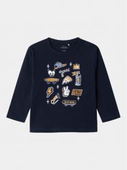 NAME IT Bluzka Vagno 13224977 Granatowy Regular Fit. Niebieskie t-shirty i koszulki chłopięce Name it, bez wzorów, z bawełny, bez kołnierzyka, bez ramiączek. Za 49.99 zł.