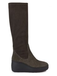 Geox Kozaki "Spherica Ec9" w kolorze szarym na koturnie rozmiar: 41. Szare kozaki damskie Geox, na zimę, z materiału, bez obcasa, na koturnie, bez zapięcia. Za 456.87 zł.