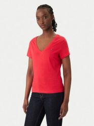 Tommy Jeans T-Shirt DW0DW20458 Czerwony Slim Fit. Czerwone t-shirty damskie Tommy Jeans, m, bez wzorów, z bawełny, bez kołnierzyka. Za 129.99 zł.
