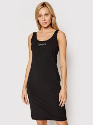 DKNY Sport Sukienka codzienna DP1D4465 Czarny Slim Fit. Czarne sukienki damskie DKNY Sport, bez wzorów, z bawełny, sportowe, bez ramiączek. Za 259.99 zł.
