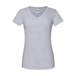 Koszulka Damska Iconic 150 Z Dekoltem V. Szare bluzki damskie Fruit of the Loom, m, bez wzorów, sportowe, bez kołnierzyka, bez ramiączek. Za 40.99 zł.