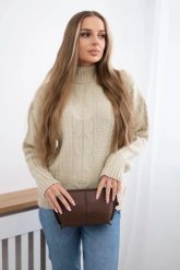 Sweter z półgolfem beżowy. Brązowe golfy damskie KESI, na jesień, l, z wełny, bez kołnierzyka, plus size. Za 150.97 zł.