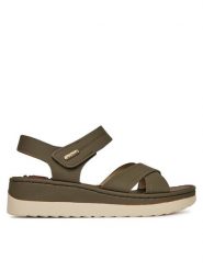 Go Soft Sandały LA319111-L5 Khaki. Brązowe sandały damskie GO SOFT, bez wzorów, z materiału, bez obcasa, na koturnie, bez zapięcia. Za 109.99 zł.