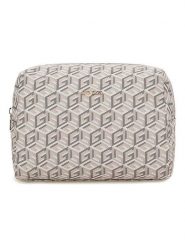 Guess Kosmetyczka w kolorze kremowym - 17 x 10 x 6 cm rozmiar: onesize. Brązowe kosmetyczki damskie Guess, z aplikacjami, z materiału. Za 255.94 zł.