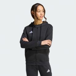 Bluza z kapturem Entrada26 Full Zip Hoodie. Białe bluzy damskie Adidas, bez wzorów, z kapturem. Za 219.00 zł.