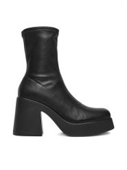 DeeZee Botki BZRB0325-4 Czarny. Czarne botki damskie DeeZee, z materiału, bez obcasa, na słupku, bez zapięcia. Za 219.99 zł.