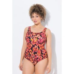 Damskie Strój kąpielowy wzorzysty bez miękkich miseczek okrągły dekolt. Czerwone stroje jednoczęściowe Ulla Popken, bez wzorów, z elastanu. Za 199.99 zł.