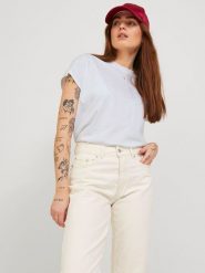 JJXX Koszulka w kolorze białym rozmiar: XL. Białe bluzki damskie JJXX, xl, bez wzorów, z bawełny, bez kołnierzyka, bez ramiączek. Za 39.99 zł.