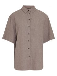 MOSS COPENHAGEN Koszula "Viana" w kolorze szarobrązowym rozmiar: L/XL. Brązowe koszule damskie Moss Copenhagen, l, bez wzorów, bez kołnierzyka, bez ramiączek. Za 148.96 zł.