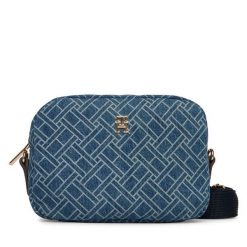 Torebka Tommy Hilfiger. Niebieskie listonoszki damskie Tommy Hilfiger, bez wzorów, z denimu, bez dodatków. Za 409.99 zł.