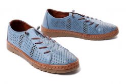 MANITU 840010-51 denim, półbuty/mokasyny damskie. Niebieskie mokasyny damskie Manitu, na lato, z denimu, bez obcasa. Za 188.93 zł.