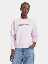 Karl Lagerfeld Jeans Bluza A1W20005 Różowy jasny Regular Fit. Czerwone bluzy damskie Karl Lagerfeld Jeans, m, bez wzorów, z bawełny, bez kaptura. Za 429.99 zł.