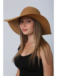 Lucky Bees Kapelusz przeciwsłoneczny w kolorze jasnobrązowym rozmiar: onesize. Brązowe kapelusze damskie Lucky Bees, bez wzorów, z materiału. Za 73.99 zł.