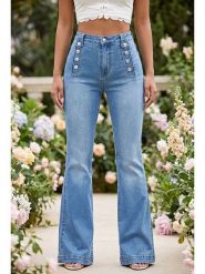SOULSHAE Dżinsy - Flared fit - w kolorze błękitnym rozmiar: XL. Niebieskie jeansy damskie SOULSHAE, z podwyższonym stanem. Za 149.95 zł.