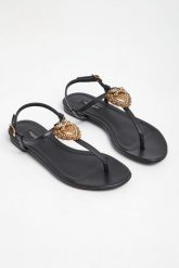 Sandały damskie skórzane Devotion DOLCE & GABBANA. Sandały damskie Dolce & Gabbana, bez wzorów, bez obcasa, bez zapięcia. W wyprzedaży za 2,496.75 zł.