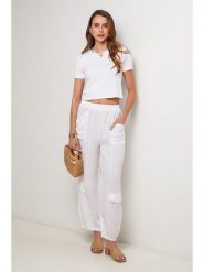 Lin Passion Lniane spodnie w kolorze białym rozmiar: 36/38. Białe spodnie materiałowe damskie Lin Passion, bez wzorów, ze lnu. Za 130.99 zł.