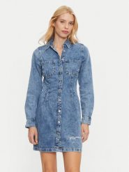 Karl Lagerfeld Jeans Sukienka jeansowa 246J1302 Niebieski Regular Fit. Niebieskie sukienki damskie Karl Lagerfeld Jeans, bez wzorów, z bawełny, bez ramiączek. Za 399.99 zł.