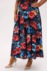 Rozkloszowana spódnica Solea MIDI w print hibiskusa PLUS SIZE XXL OVERSIZE. Spódnice damskie Moda Size Plus Iwanek, na co dzień, l, bez wzorów, z bawełny, eleganckie, midi. W wyprzedaży za 229.90 zł.